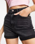 Stradivarius Tall slim mom denim short in washed black