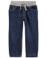 Toddler Drawstring Pull-On Jeans - Dark Blue 4T