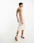 River Island midi dress with ruched side detail in cream