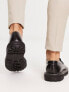 ASOS DESIGN loafers in black leather with chunky sole and contrast stitch