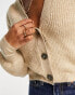 JDY v neck ribbed cardigan in beige