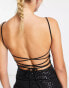 Lola May sequin strappy back mini dress in black