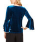 Embellished-Trim Velvet Bell-Sleeve Top