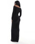 ASOS DESIGN off shoulder maxi dress with front cut out in black