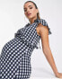 River Island Maternity frill detail mini dress in black check