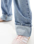 ASOS DESIGN wide leg dad jeans with turn up in light blue