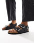 Birkenstock Milano big buckle sandals in black oiled leather