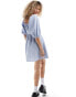 Glamorous bow detail corset top mini smock dress in textured blue check