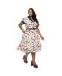 Plus Size Collared Short Sleeved Belted Alexis Swing Dress