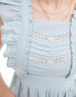 Wednesday's Girl ruffle edge pleat detail mini dress in light blue