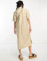 & Other Stories short sleeve midi shirt dress beige