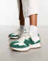 New Balance 327 trainers in white and green - exclusive to ASOS