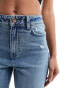 New Look ripped mom jean in tinted blue wash