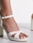 New Look cross over heeled sandal in white