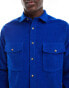 ASOS DESIGN boxy oversized cord shirt in cobalt blue