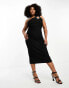 Forever New Curve asymmetrical diamante teardop midi dress in black