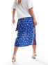 Never Fully Dressed Jaspre wrap midaxi skirt co-ord in blue bandana print