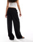 JJXX linen blend wide fit trouser in black