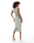 Vesper square neck thick strap midaxi dress in sage