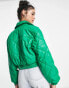 Bershka quilted bomber jacket in bright green