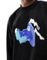 Weekday Unisex boxy fit sweatshirt with animal cartoon graphic print in black exclusive to ASOS