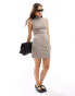 Vero Moda high neck jersey mini dress in washed grey