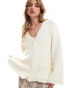 4th & Reckless wool mix button through longline cardigan in off white