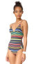 Stella McCartney 145084 Women's Stripe One-Piece Multicolor Swimsuit Sz S