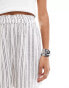 ONLY linen mix pull on short co-ord in white with grey stripe