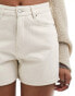 Dr Denim Nora straight leg denim shorts in loom state ecru wash