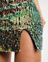 Extro & Vert sequin mini skirt in mermaid blue