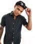 Superdry Studios casual linen shirt in washed black