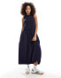 ASOS DESIGN sleeveless ribbed bodice with full hem maxi dress in washed navy