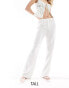 4th & Reckless Tall exclusive linen mix tie waist wide leg trousers in white