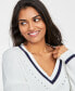 Women's V-Neck Tipped Sweater, Created for Macy's