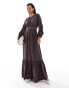 Closet London tiered smock maxi dress in chocolate