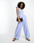 Accessorize v front summer jumpsuit in cornflower blue