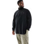 Polo Ralph Lauren Big & Tall icon logo double knit jacquard half zip sweatshirt in black