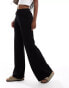 Stradivarius straight leg knitted trousers in black