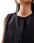 4th & Reckless scoop neck button through waistcoat co-ord in black