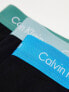 Calvin Klein Plus cotton stretch trunks 3 pack in black with coloured waistband