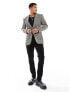 ASOS DESIGN slim longline blazer in brown puppytooth