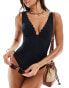 Accessorize scallop edge v swimsuit in black