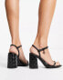 River Island embossed block heeled sandal in black