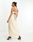 In The Style exclusive twist detail contrast trim maxi dress in cream