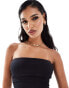 ASOS DESIGN rib fold over bandeau top in black