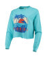 Women's Teal Florida Gators Palm Trees Sunset Long Sleeve Crop Top