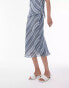 Topshop georgette 90s length skirt in blue diagonal stripe co-ord