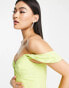 Lavish Alice pleat detail bardot midi dress lime green