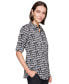 Petite Logo Print Roll-Tab-Sleeves Button-Front Shirt, First@Macy's